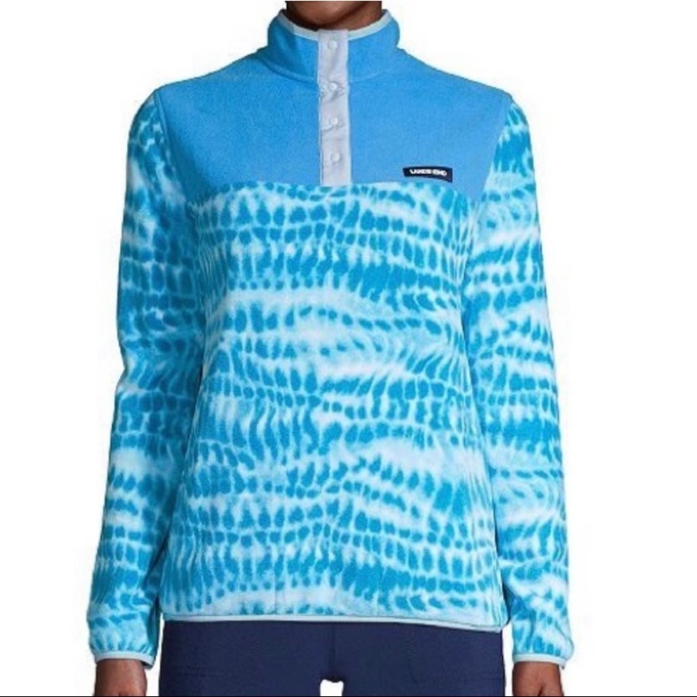 Lands End Tie Dye Quarter Snap Heritage Fleece Pullover